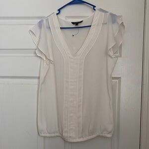 Express White V-Neck Blouse with Elastic Waist